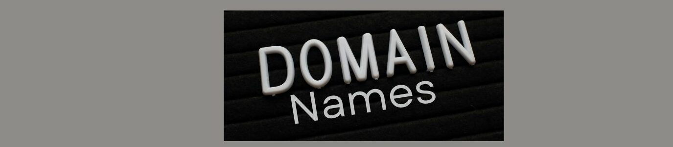 Gray background, black slotted sign.
DOMAIN in this gray letters.
Names in gray letters. below. 