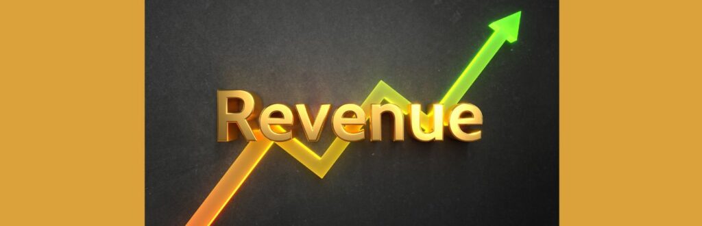 Earn Revenue by Referring People to Jaaxy

Gold background
Black square box 

Revenue in gold letters, 

a arrow zig zagging up from bottom left, the point upper right. 
From gold to green. 