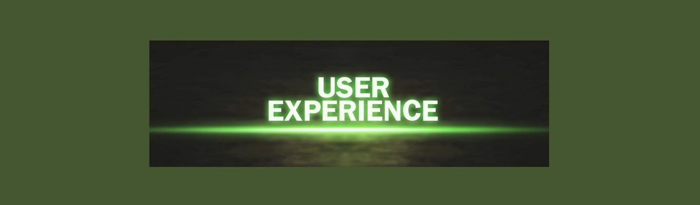 Improving User Experience for Better SEO Tips for Affiliate Marketers (2).
Medium green background, long black box, USER in large white letters
EXPERIENCE large white letters, 
Green-white light across tapering at each end. 