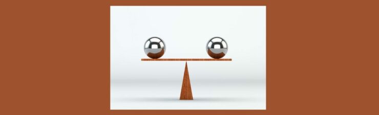 Balancing Act Ensuring Your Affiliate Marketing Strategies are Ethical and Compliant (7). Brown background, light gray inside, a wooded stand pointing end, , a horizontal wood piece across, two silver balls balancing.