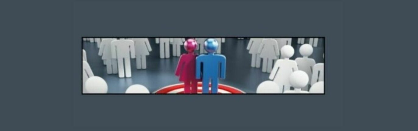 Mastering Niche Marketing Strategies for Top Affiliate Niches (5).
Dark gray background, Two dimensional paper dolls standing in groups around a red and white target, 1 red and 1 red in the center.