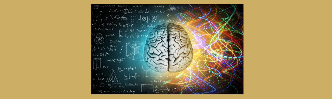 The Power Of Emotions In Affiliate Marketing (4).
Tan background. Black chalkboard, diagrams on the left in white chalk, center a gray brain. Left side in a blue light, right side in a yellow light. The right swirls of dotted colored lines,  small sectioned lines, larger sectioned lines going in and out and around. Illuminated. Yellow, red, blue, green, purple, 