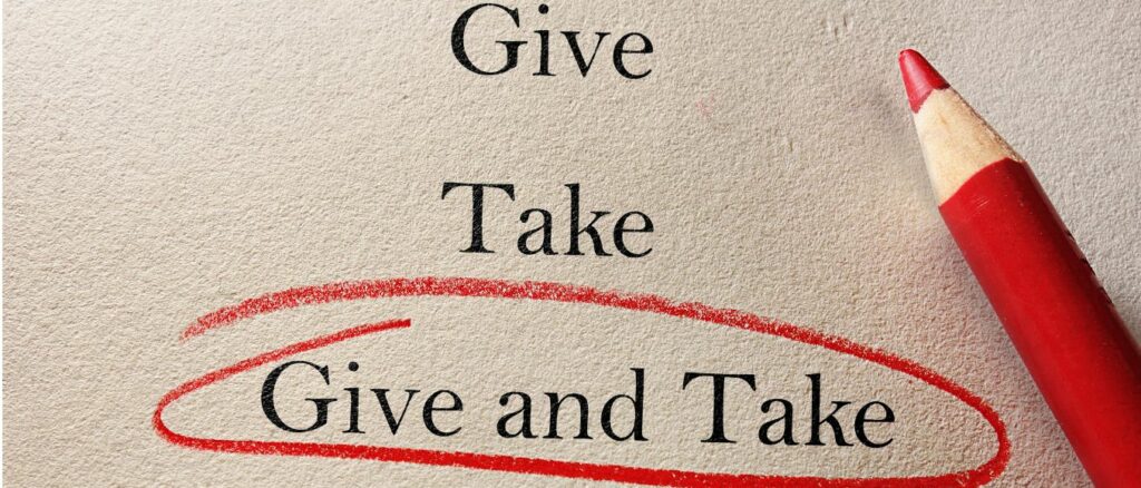 The Power of Reciprocity in Affiliate Marketing (1)

Gray background 

Black letters: 
Give 
Take
Give and Take 

Give and Take circled in red, a red pencil laying on its side. 