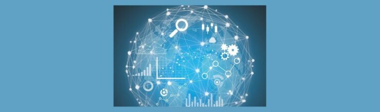 Using Email Analytics To Optimize Your Affiliate Campaigns A Beginners Guide (3).Light blue background. Illuminated network - lines, bars, graphs, cogs, vertical graphs circle graphs, lines with circles on the ends, magnify glass...