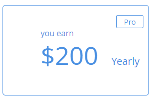 Pro:
You earn $200 Yearly 

Blue box, blue letters