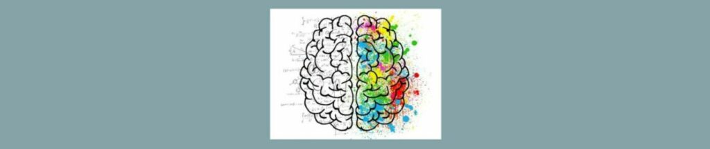 The Psychology of Color in Affiliate Marketing and Branding (4).
Light gray  background, white square in the center. Drawing of a brain, left side black and white, right side splashes of color, red, blue, yellow, green, pink ....
