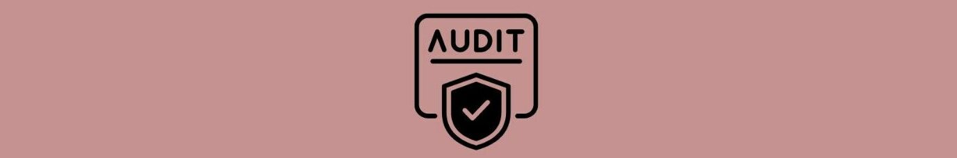 Website Audit Series: Security Audits 
Purple background, graphic, black curved square, black outline of shield, black inside, white check  mark.
AUDIT in bold black letters, black line underneath.