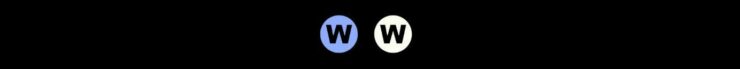 Are Wordpress.com and Wordpress.org the same (5). Black background, two circles, light blue with a black W on the left, white with black W on the right