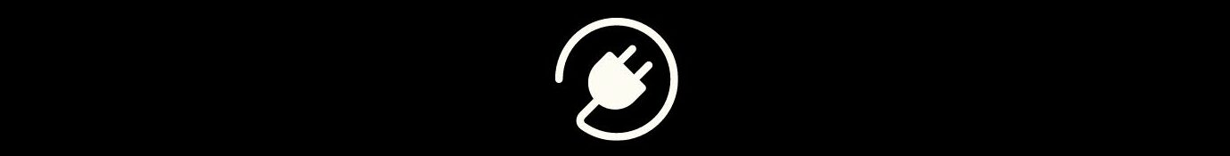 The Pros and Cons of Using WordPress Plugins (1).
Black background,  white half circle curing in with a plug on the end 