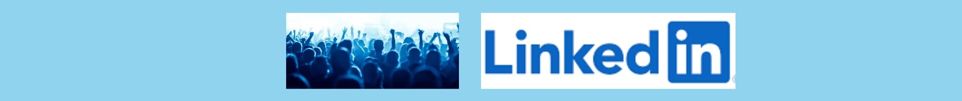 Building A Loyal Audience On LinkedIn (1) Light blue background, in the center to the left audience of dark figures on a light background, linked in logo in white box with blue letters LINKED and a blue box in white letters 'in'.